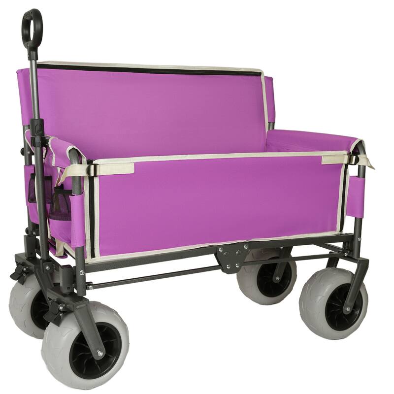 3-in-1 Heavy-Duty Convertible Wagon with Bench Seat & Storage - 500lb, 180L All-Terrain Cart