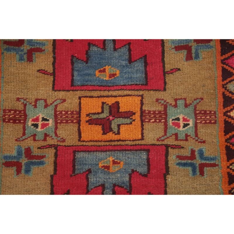 Hand Knotted Oriental 100% Wool Carpet Traditional Geometric Greys & Charcoal Ardebil Runner Rug - 10' 1'' X 3' 8''