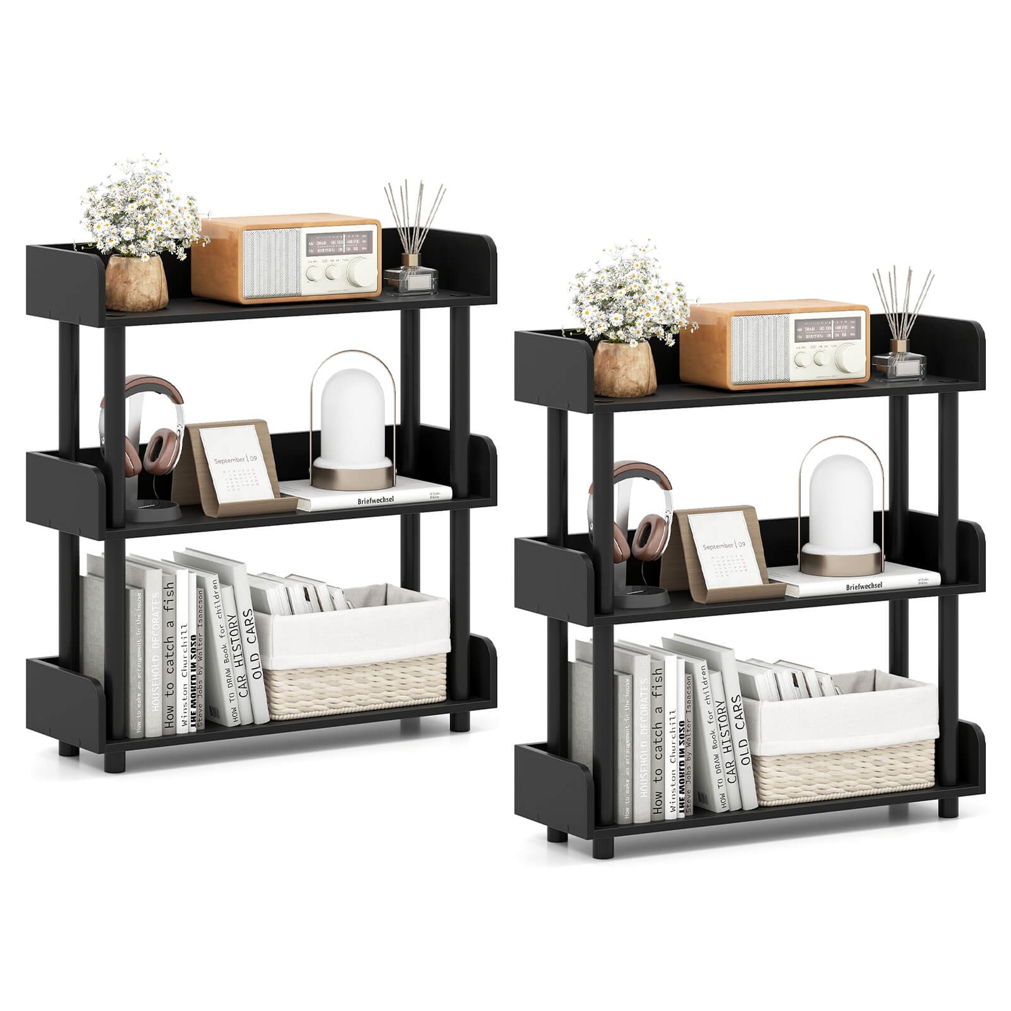 1/2 PCS 3-Tier Freestanding Bookcase w/Anti-Tipping Kit