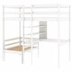 preview thumbnail 7 of 12, Convertible Loft Bed with L-Shape Desk, Twin Bunk Bed with Shelves, Ladder, and Foldable Lower Bed, Space-Saving Design, White