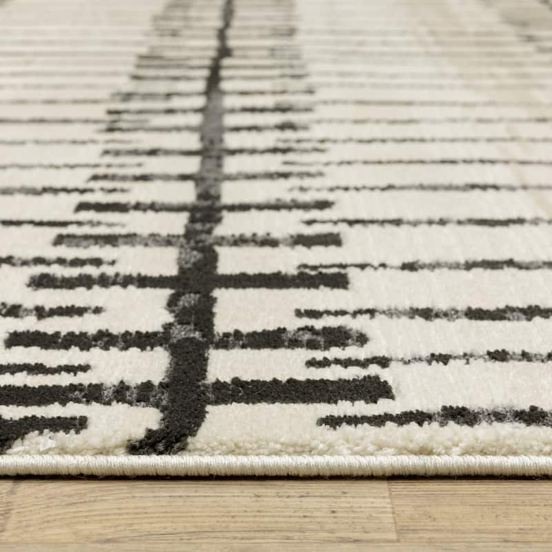 Style Haven Ripley Geometric Lines Beige/ Black Mixed Pile Area Rug