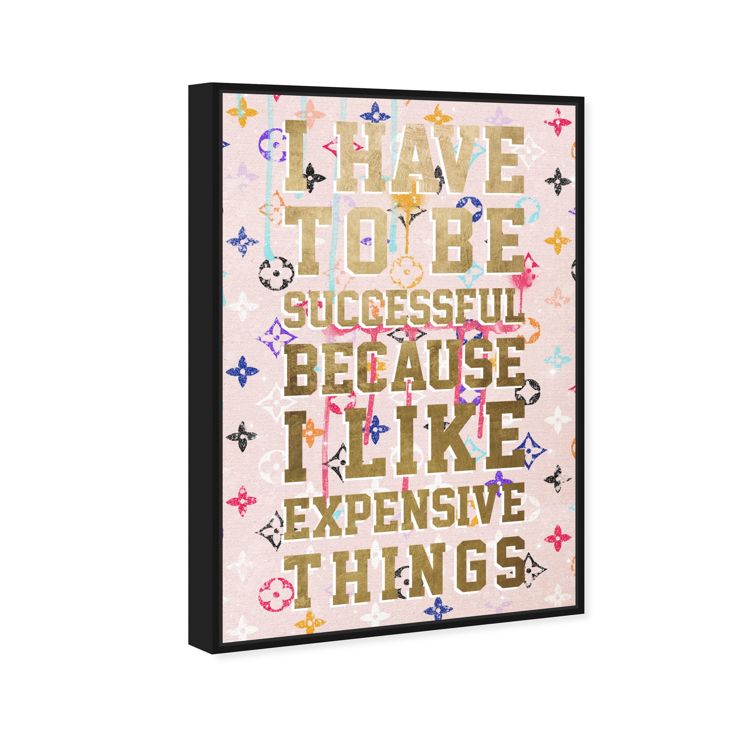 Oliver Gal 'Expensive Things Graffiti' Typography and Quotes Wall Art Canvas Print Funny Quotes and Sayings - Gold, Pink - 36 x 54