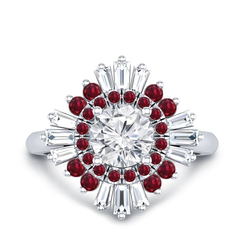 Auriya 1 1/5ct Red Ruby and Diamond Ballerina Engagement Ring 3/5ctw 14k Gold