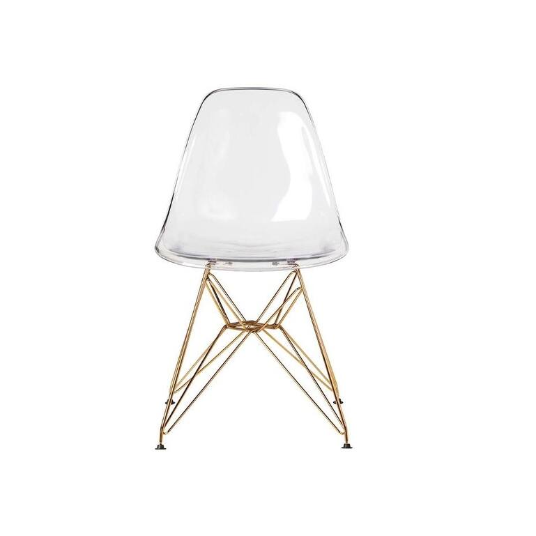 Eiffel Clear Chair With Gold Base (set of 2) - Clear - Set of 2