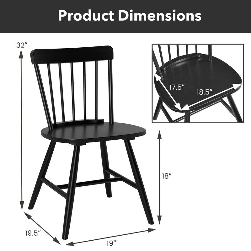 Gymax Dining Chairs Set of 2 Farmhouse Kitchen Chair w/ Rubber Wood