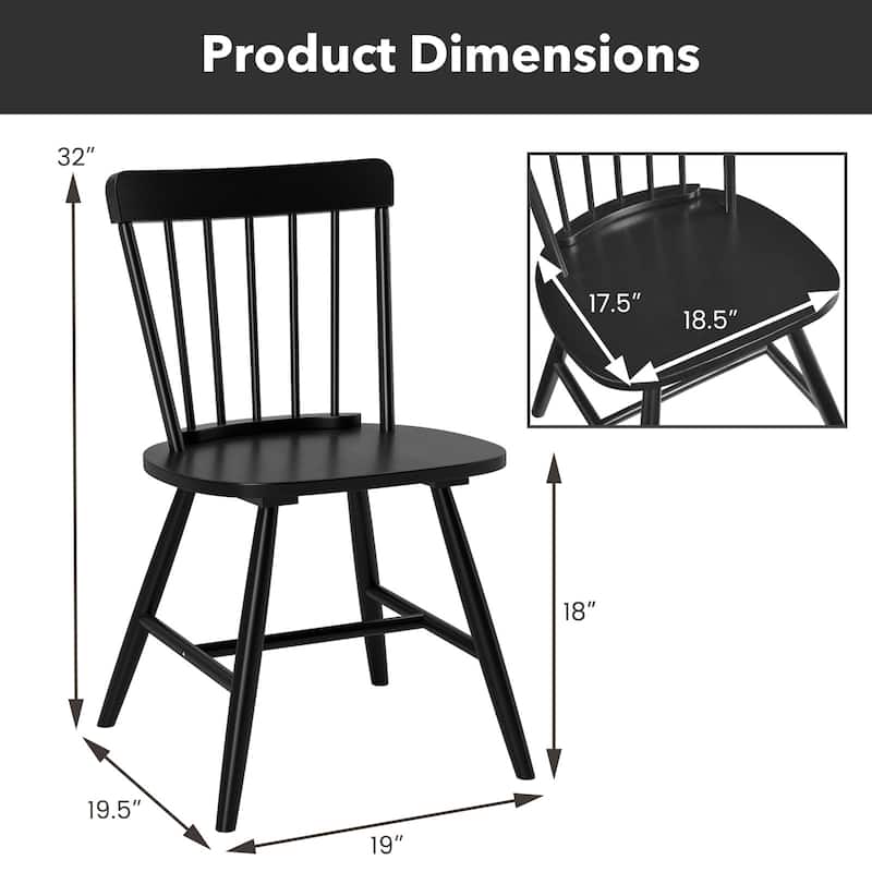 Gymax Dining Chairs Set of 4 Farmhouse Kitchen Chair w/ Rubber Wood