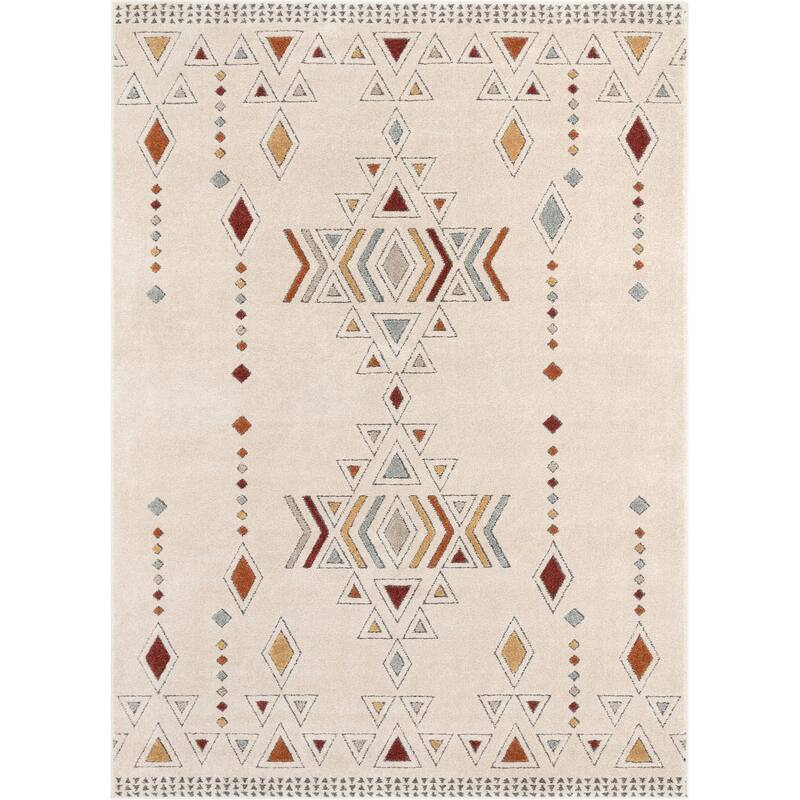 Well Woven Malaga Huron Bohemian Tribal High Low Area Rug - 7' 10" x 10' 6" - Beige