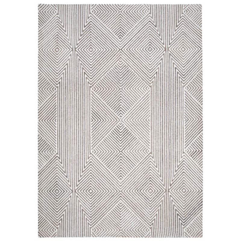 Glam 5 x 7 Area Rug, Geometric Pattern, Tufted Gray White Polyester, Wool - 5' x 7'