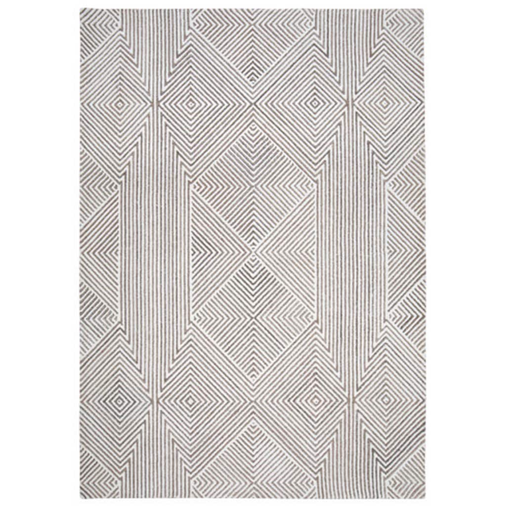 Glam 5 x 7 Area Rug, Geometric Pattern, Tufted Gray White Polyester, Wool - 5' x 7'
