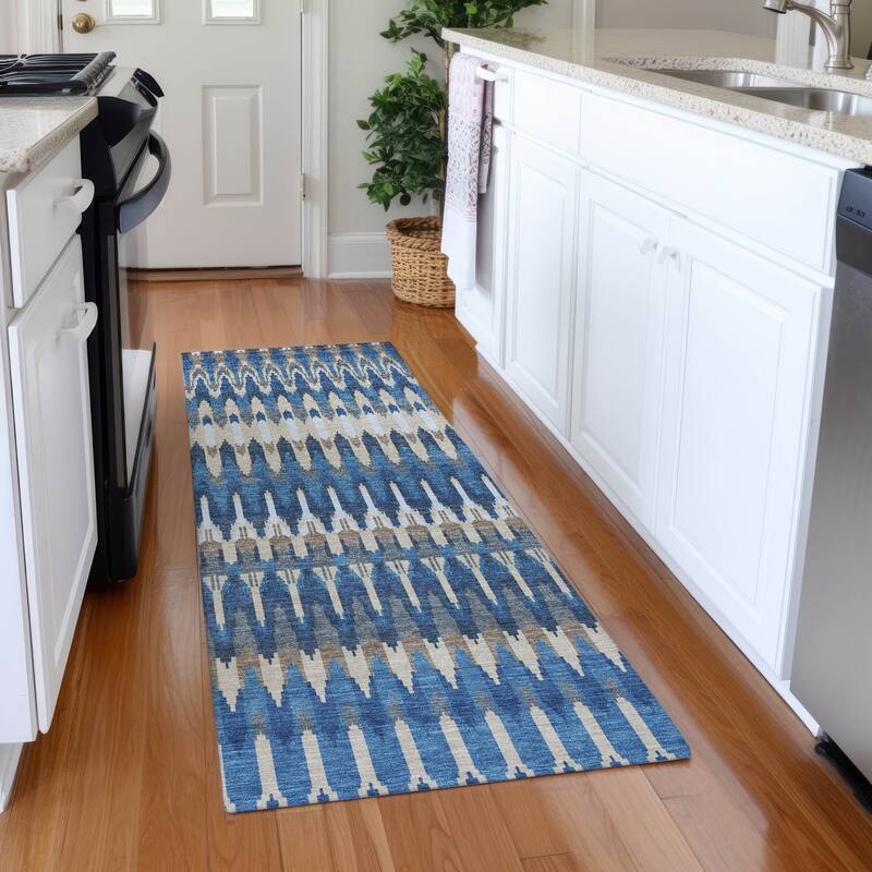 Premium Washable Super Soft Modern Flair Mayfield Rug - Navy - 2'3" x 7'6"