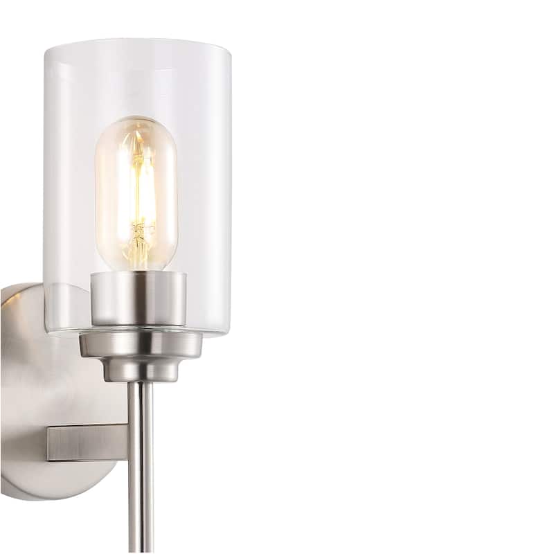Juno 13" 1-Light Farmhouse Industrial Iron Cylinder LED Sconce, Oil Rubbed Bronze/Clear by JONATHAN Y - One