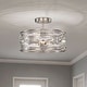 preview thumbnail 1 of 10, Anita Satin Nickel 3-Light Drum Shade Clear Glass Prism Flush Mount - 17.2 inches in diameter x 11.3 inches H