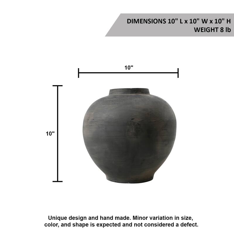 Artissance Earthy Gray Small Pottery Apple-Shaped Pot, 10 Inch Tall