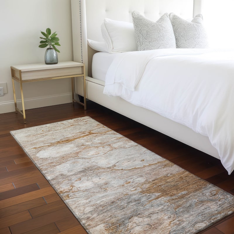 Machine Washable Indoor/ Outdoor Chantille Modern Abstract Rug - Terracotta - 2'3" x 7'6"