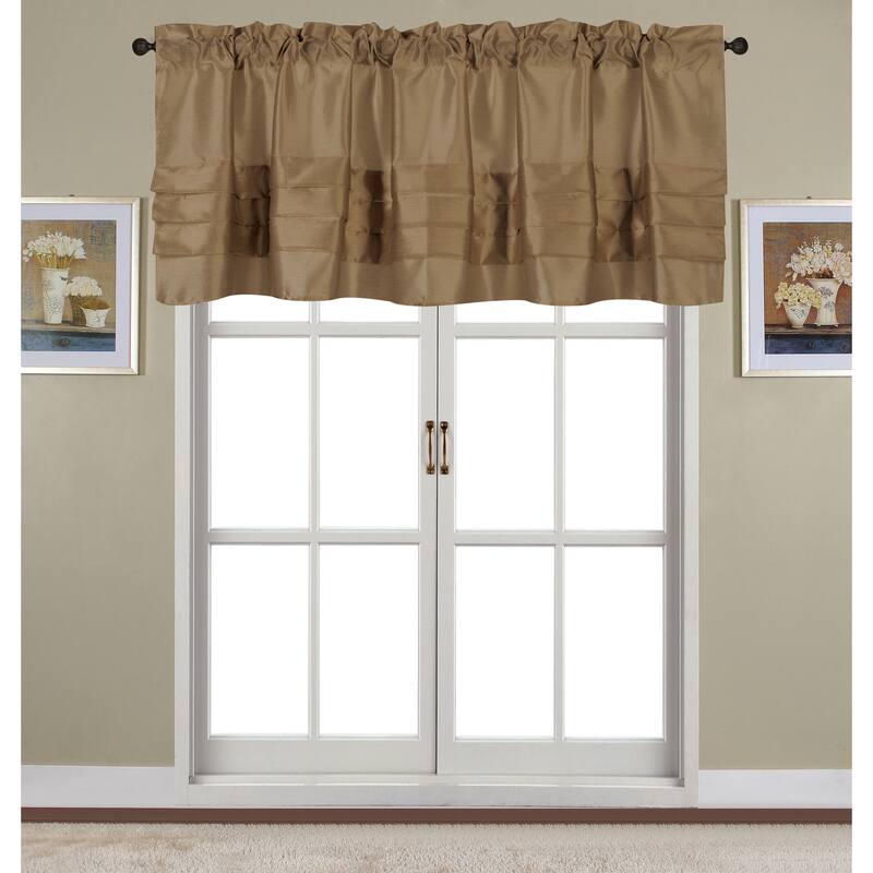 Nancy Faux Silk Pleated Rod Pocket Valance - 54 x 18 in. - 54 x 18 in. - Taupe