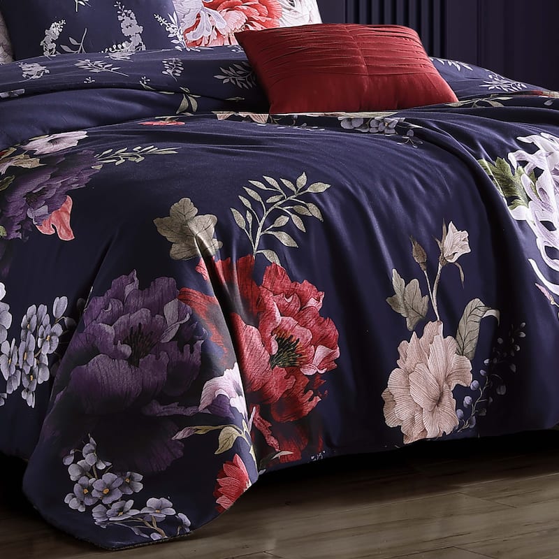 Bebejan Deep Purple Garden 100% Cotton 5-Piece Reversible Comforter Set