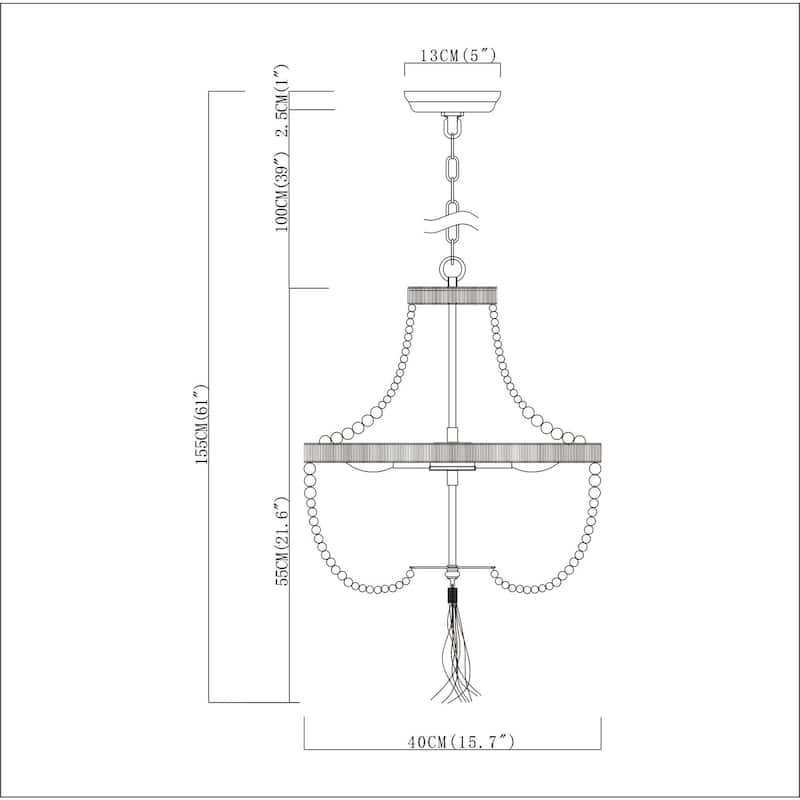 Sotho 16 Inch Beads Bohemian Chandelier with Light