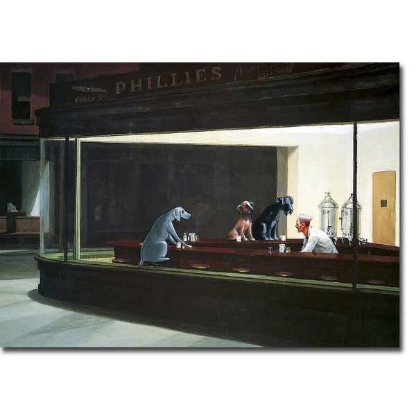 slide 1 of 1, Hopper Night Hounds by Chameleon Design Gallery Wrapped Canvas Giclee Art (25 in x 35 in)