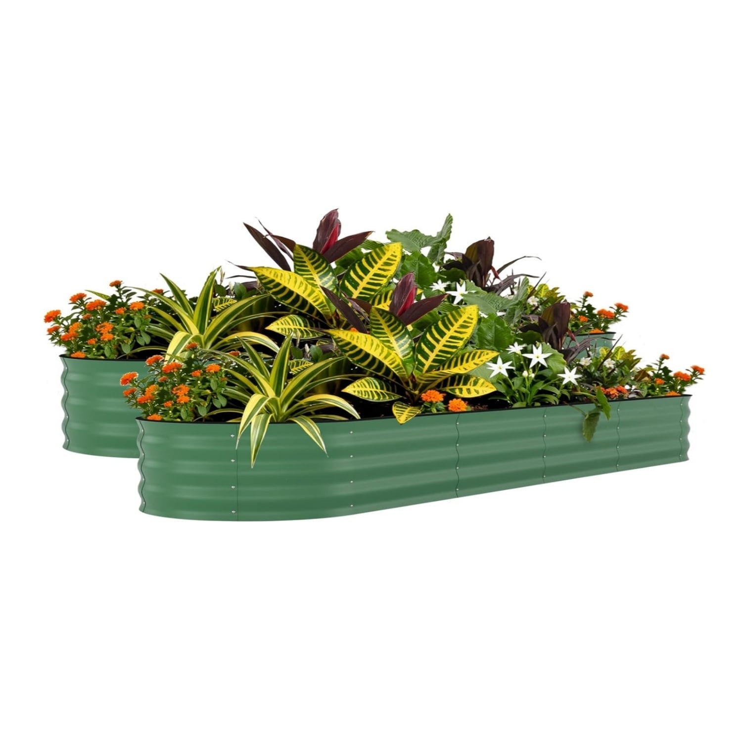 2-Pack 6x3x2FT Galvanized Steel Raised Garden Bed Kit for Vegetables Herbs and Flowers Green