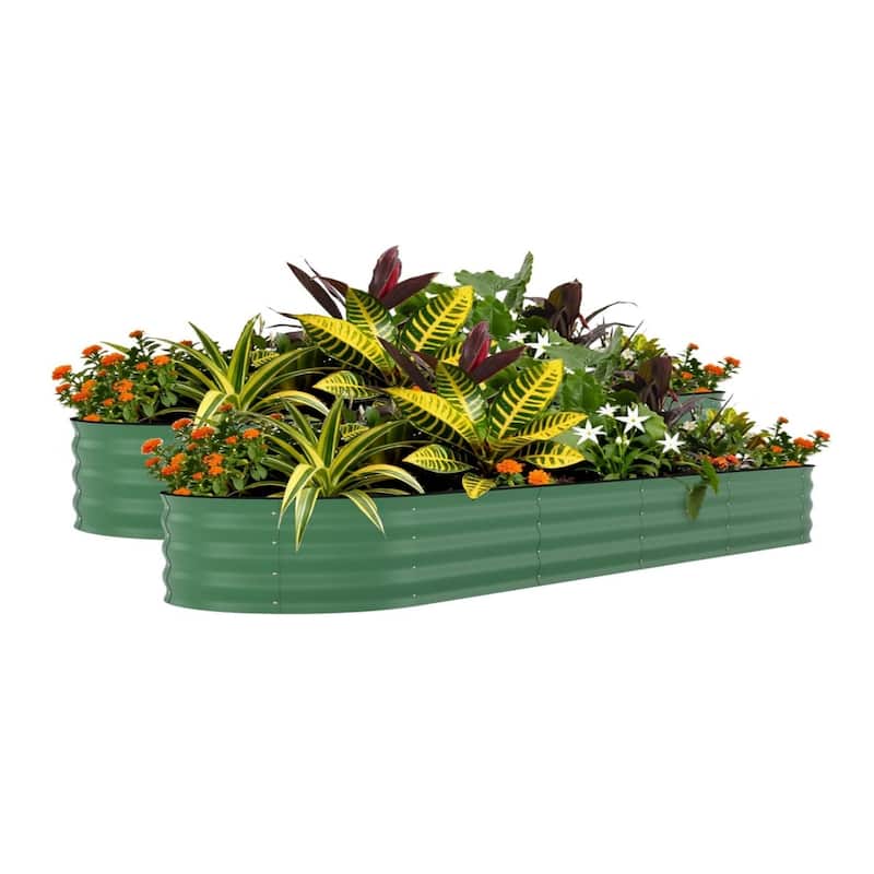 2-Pack 6x3x2FT Galvanized Steel Raised Garden Bed Kit for Vegetables Herbs and Flowers Green - 240*60*45cm