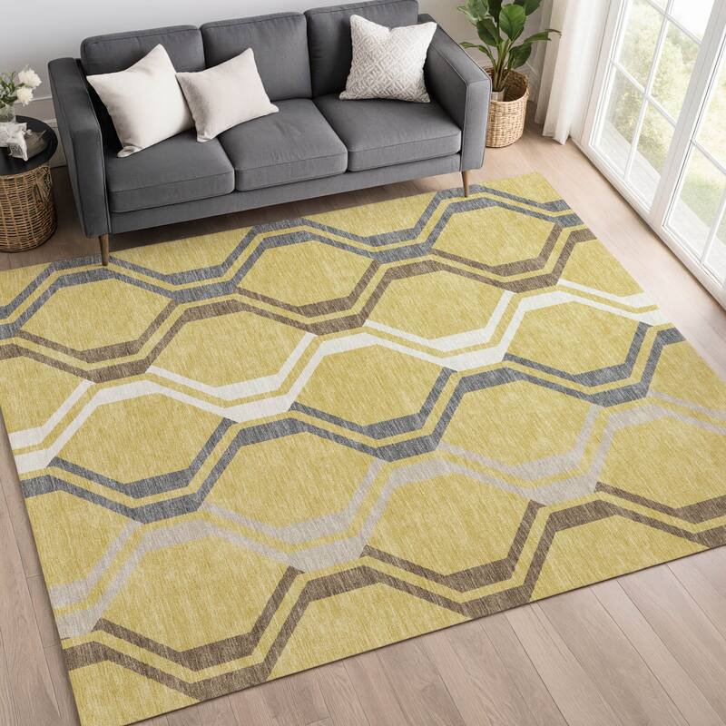 Machine Washable Indoor/ Outdoor Contemporary Dimensions Chantille Rug