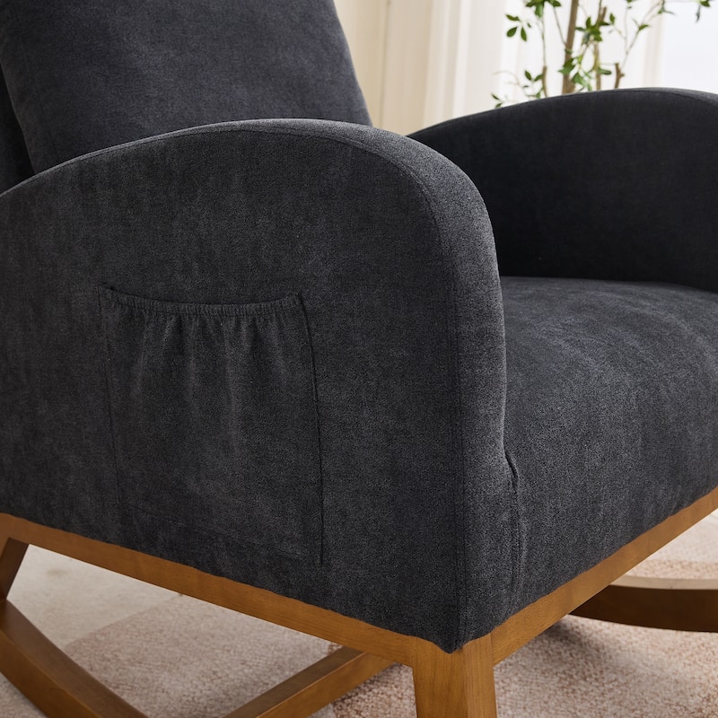 Black 27.17" High Back Rocking Chair