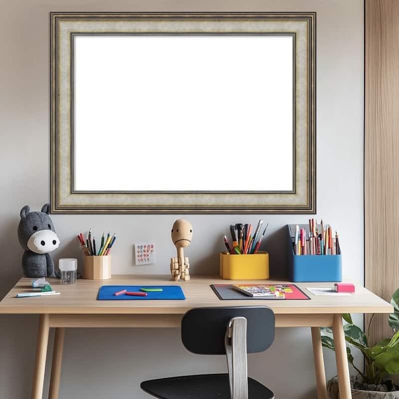 Amanti Art Mezzanine Antique Silver Framed Dry Erase Magnetic Board
