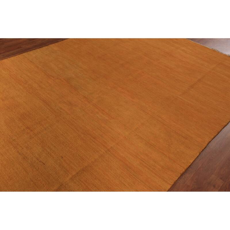 Orange Gabbeh Oriental Area Rug Hand-Knotted Wool Carpet - 6'5" x 9'7"