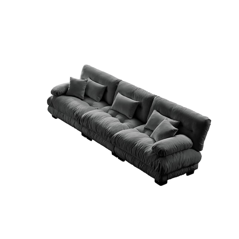 133.8" 3 Seater Modular Sofa, Oversized Upholstered Sectional Couches for Living Room, Chenille Fabric Couch Set with Ottoman