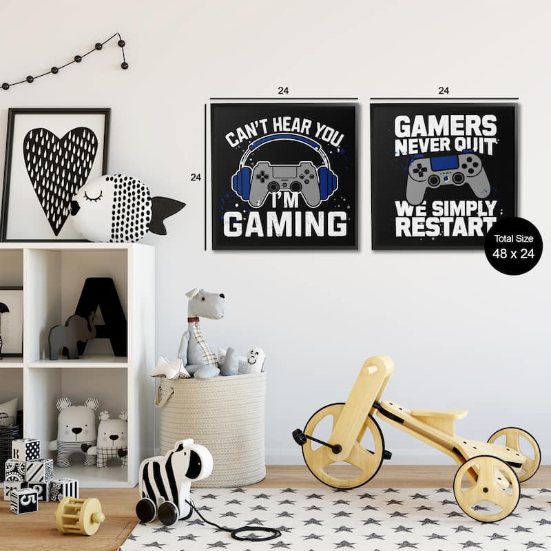 Stupell Hardcore Gamer Expressions Framed Giclee Art Design By Kim Allen (Set of 2)
