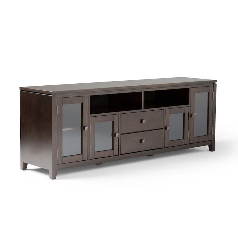 WYNDENHALL Essex SOLID WOOD 72 inch Wide Contemporary TV Media Stand For TVs up to 80 inches