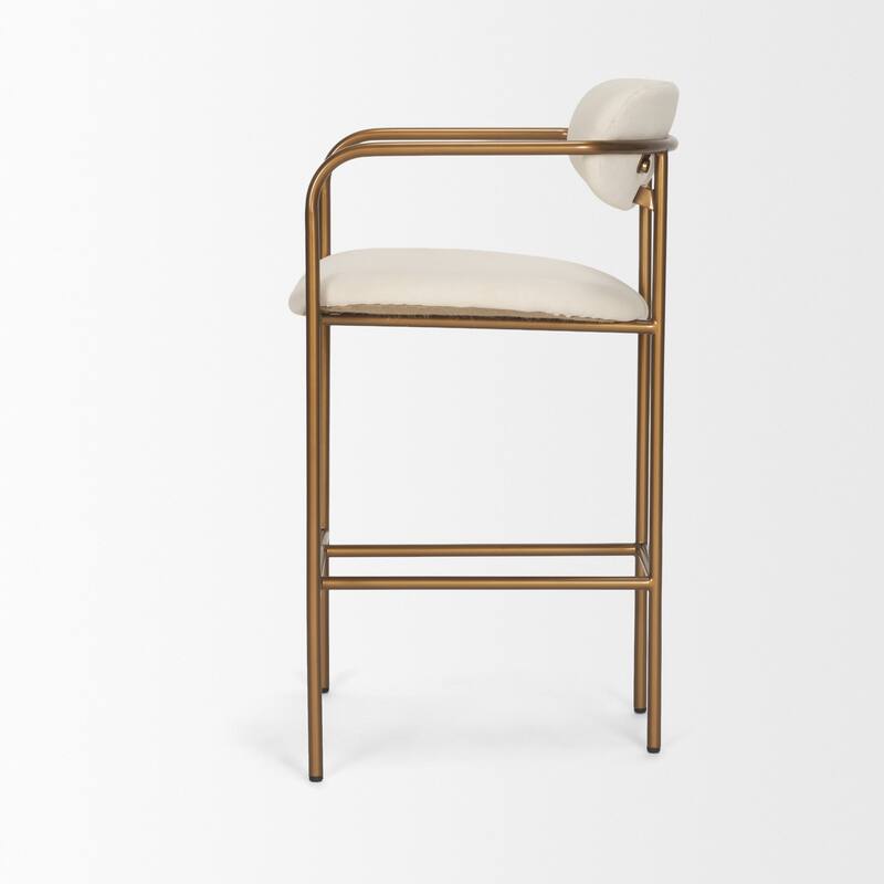 Parker Cream Fabric Seat Gold Metal Counter Stool - 21.3L x 21.5W x 36.5H