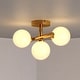 preview thumbnail 1 of 8, Graham 13-in W Gold Brass Contemporary Semi Flush Mount Ceiling Light Fixture White Frosted Globes Harvest Gold - 13-in W x 9.5-in H x 11-in D
