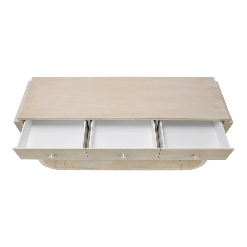 Mid-Century Modern Console Table with 3 Storage Drawers and Display Shelf for Entryway or Living Room Use