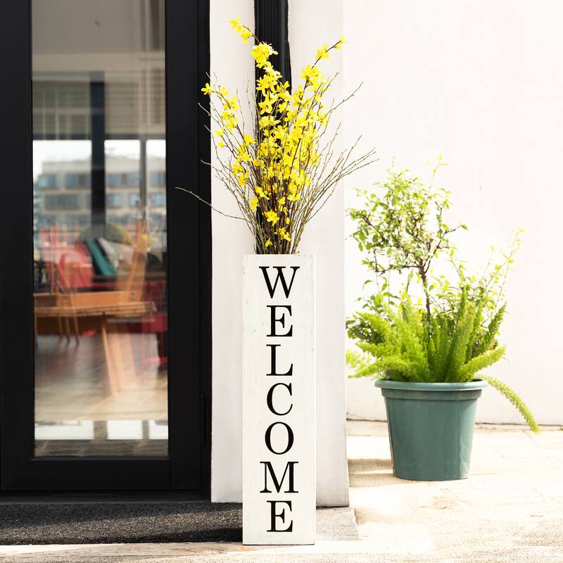 Glitzhome 30"H Rustic Welcome & Home or Welcome & Porch Double Sided Wooden Planter Sign Front Door Decor(2025 Quality-upgraded)