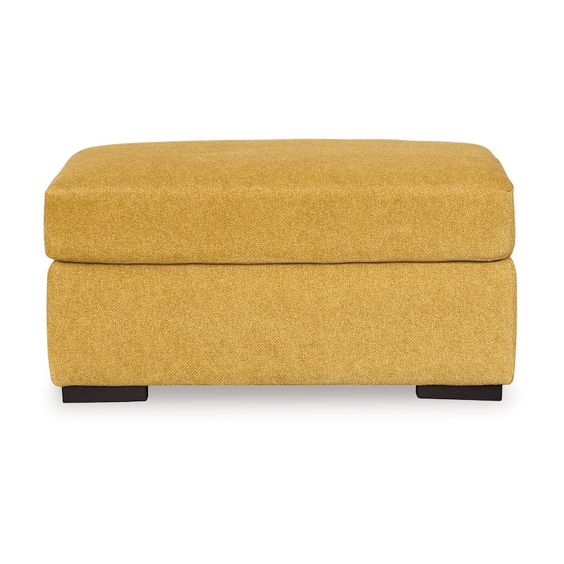 Viena Rectangular Accent Ottoman, Soft Yellow Faux Velvet 24x39 Inch