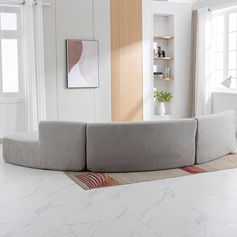 Curved Sofa Sectional Sofa with Three Throw Pillows