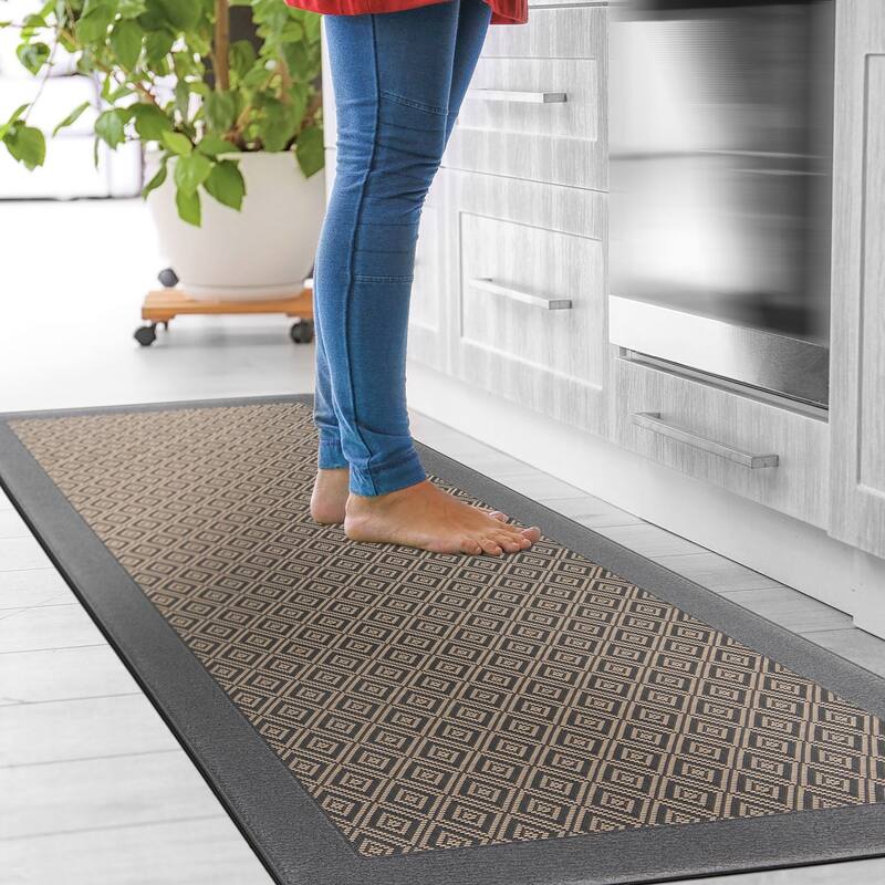 World Rug Gallery Geometric Textline Anti-Fatigue Standing Mat
