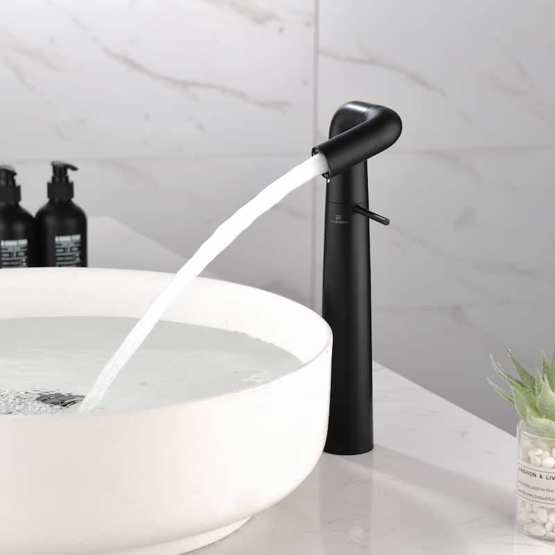 Single Handle Bathroom Vessel Faucet 1 Hole Matte Black Bathroom VEssel Sink Faucets Modern Basin Vanity Taps With Swivel Spout