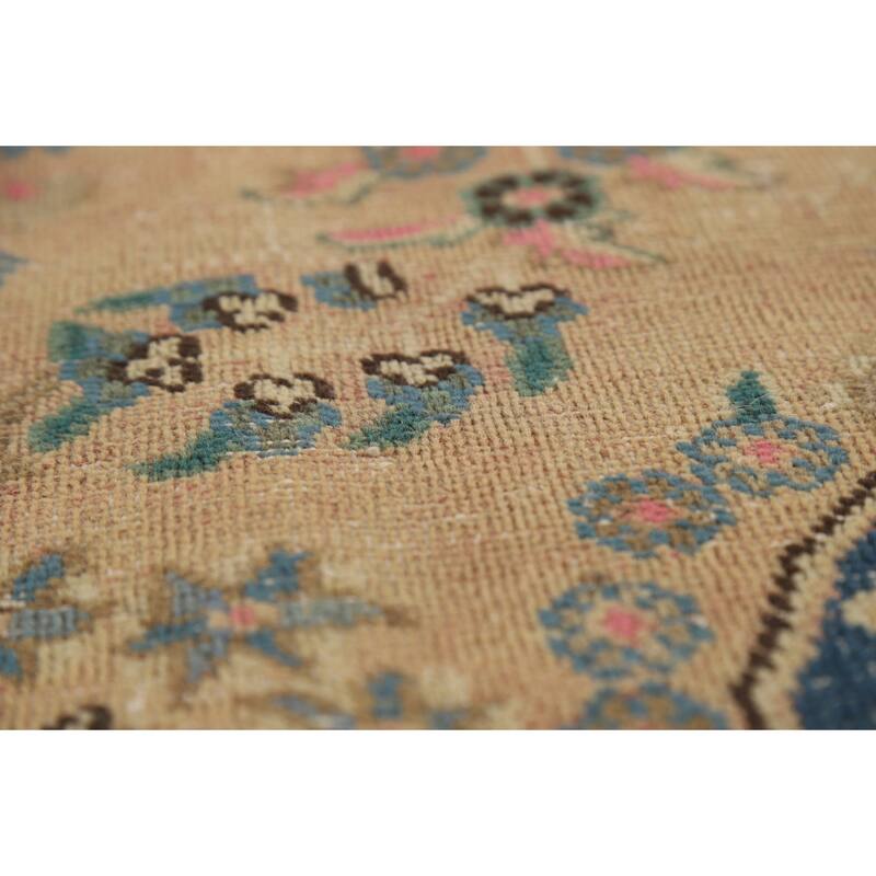 Mashad Persian Vintage Rug Hand-Knotted Traditional Wool Carpet - 9'7" x 12'10"