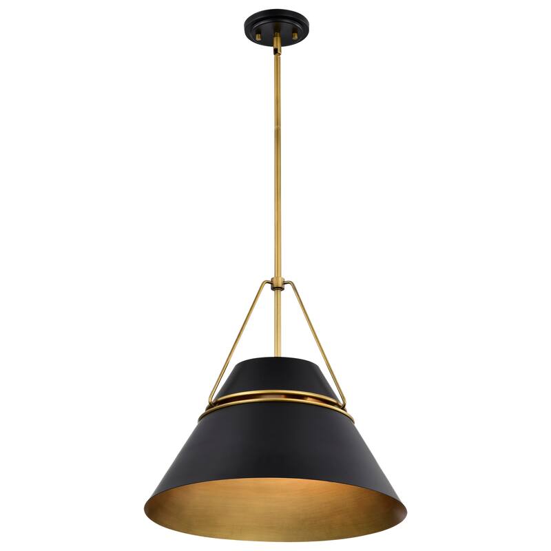 Adina 3 Light Large Pendant - Matte Black and Natural Brass Finish