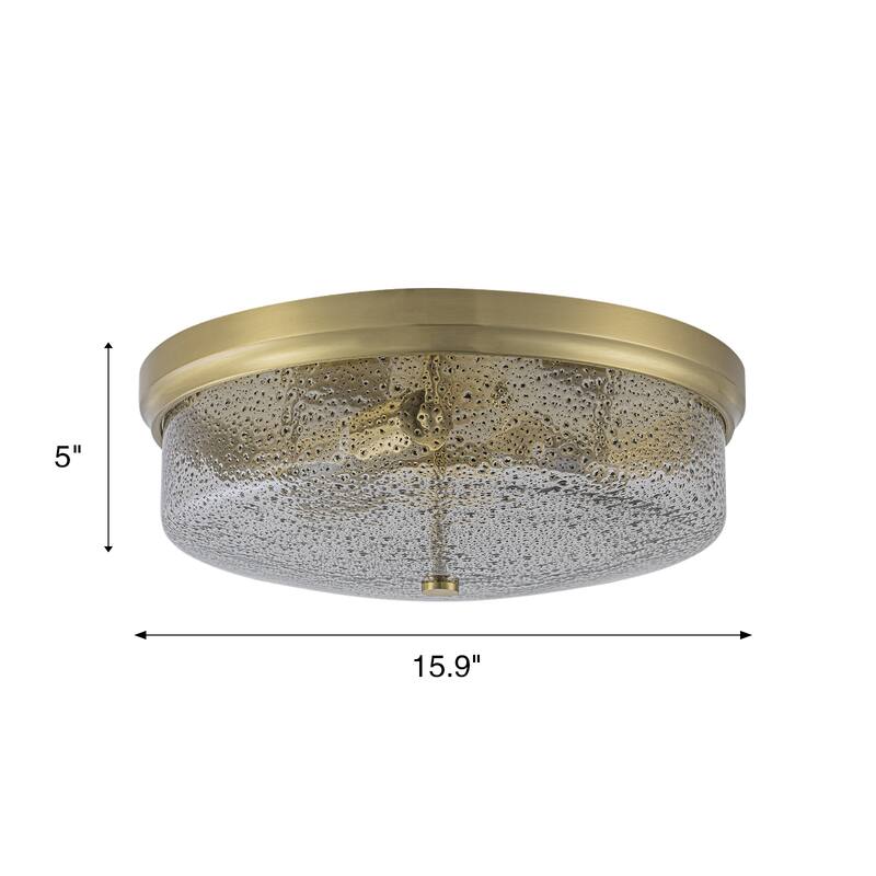 Modern 3-Light Seeded Glass Drum Flush Mount Ceiling Light