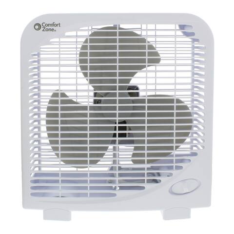 Comfort Zone CZ9BWT Portable 9-inch 3-Speed Quiet Box Fan for Home