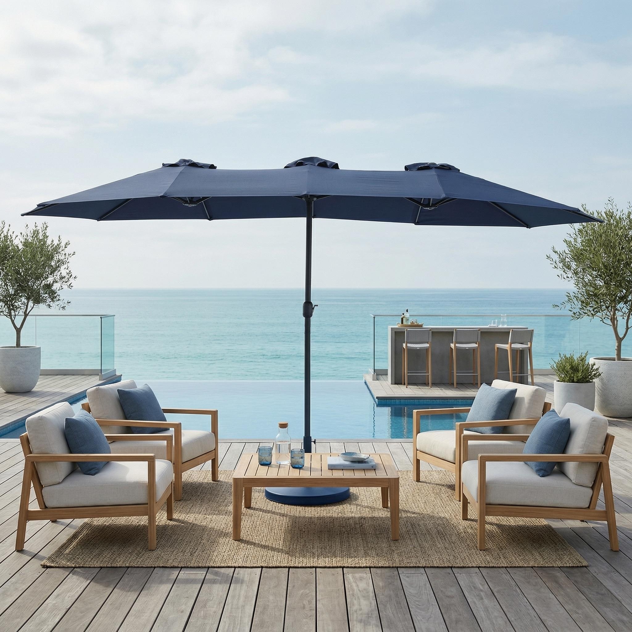 HOMYLIN 14.8 Ft Double-Sided Patio Umbrella with Crank