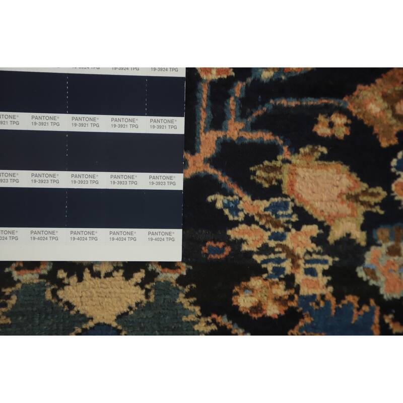 Hand Knotted Oriental 100% Wool Carpet Traditional Floral Navy Blue & Blues Malayer Area Rug - 3' 10'' X 2' 9''