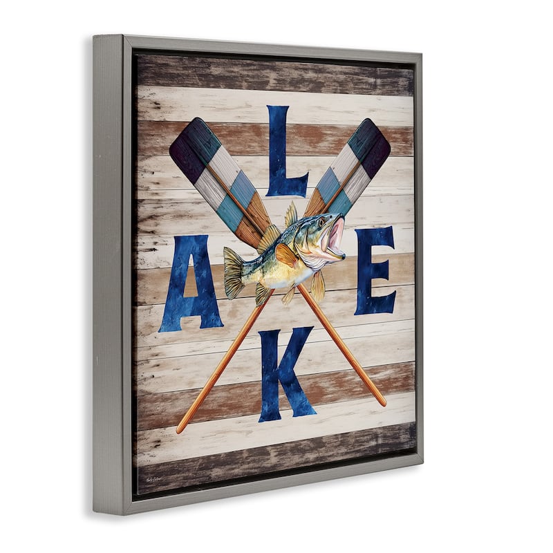 Stupell Rustic Lake Boat Oars Framed Floater Canvas Wall Art Design By Nicole DeCamp