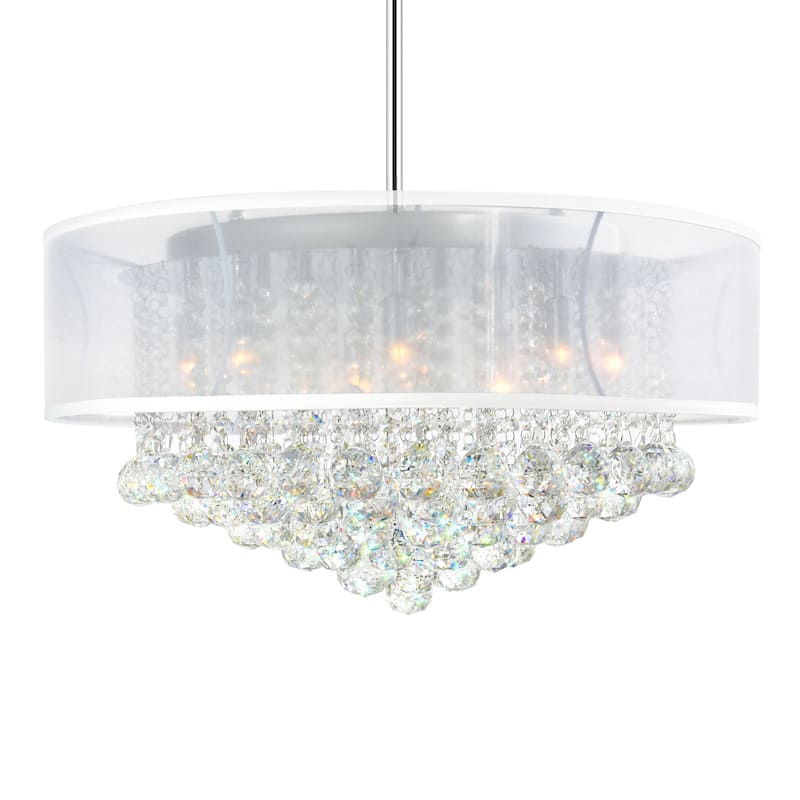 Radiant 12 Light Drum Shade Chandelier With Chrome Finish