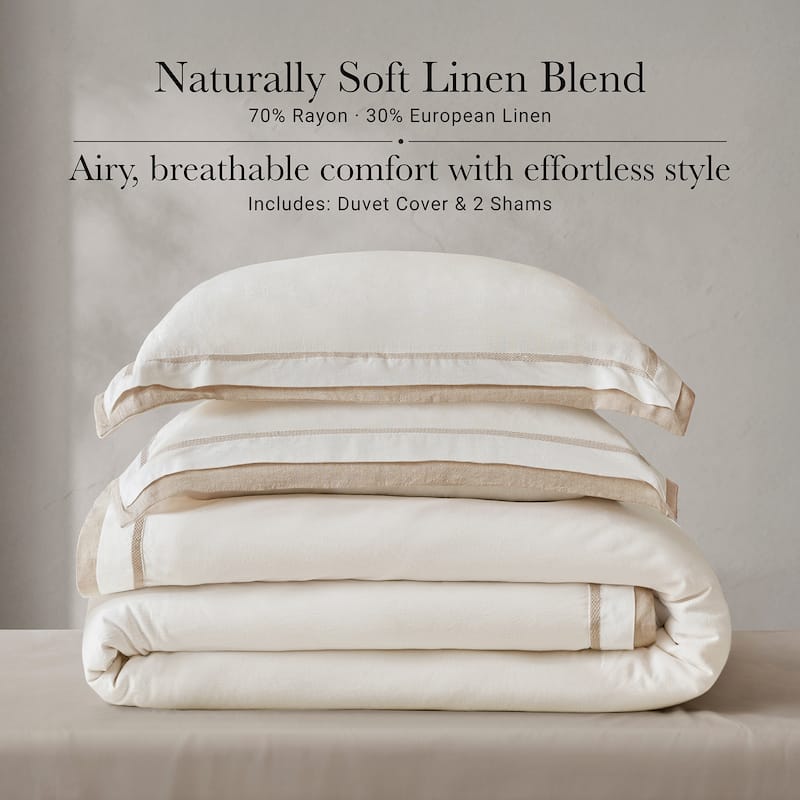 Harbor House Linen Blend Double Flange Duvet Cover Set