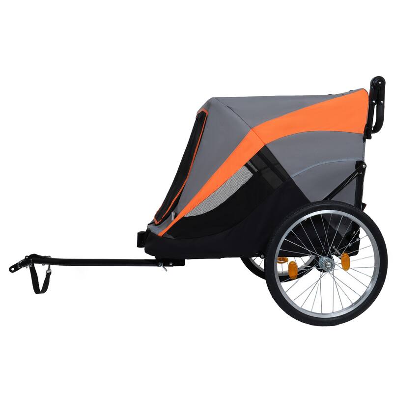 2-In-1 Bike Trailer & Push Cart For Pets-Quick Release Wheel,Pockets And Storage Bag,Holds Pets Up To 88 Lbs