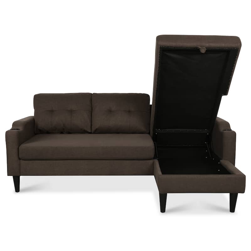 Pull Out Couch, L Shaped Convertible Sleeper Sofa Bed with Hidden Storage, 3-in-1 Upholstered Sectional Sofa with Cup Holder